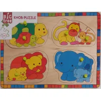 Knopjes puzzel Dierentuin dieren moeder en baby